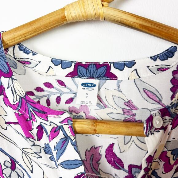 Old Navy purple floral boho top long sleeve shirt Size Small - Picture 3 of 5